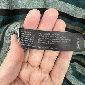 t shirt dress short sleeve 100% organic linen striped casual PS